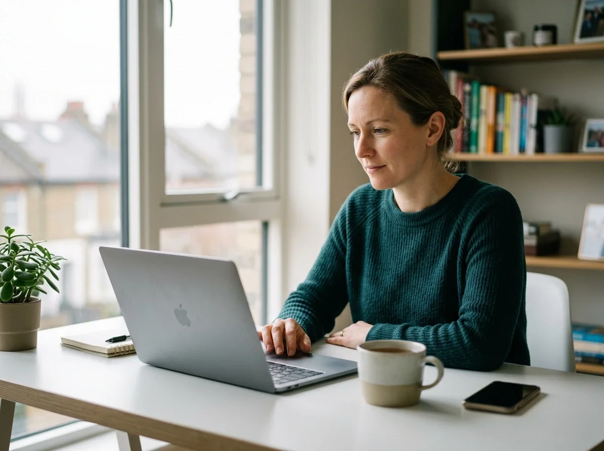 A calm desk scene with a UK reader comparing licence checks, terms and support options before making a gambling decision